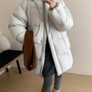 馨菲240克简约韩系立领中长款休闲加厚安心保暖羽绒服外套2529l