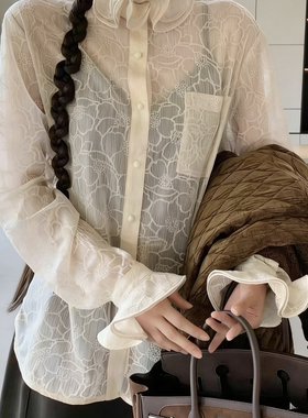 馨26年早春女装法式甜美提花花边上衣衬衫MLC-4