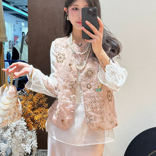 w606 不含裙子 馨菲26年夏上新新中式 重磅刺绣欧根纱国风马甲