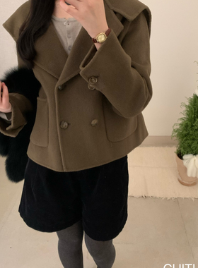 馨菲韩系甜美减龄设计款百搭羊毛外套（含100澳毛）80116