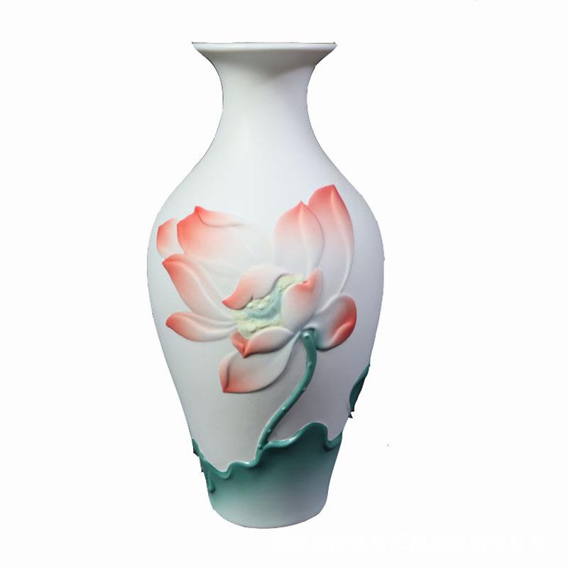 荷瓶香筒陶瓷花瓶花插线香瓶插花瓶家居办公白瓷摆件