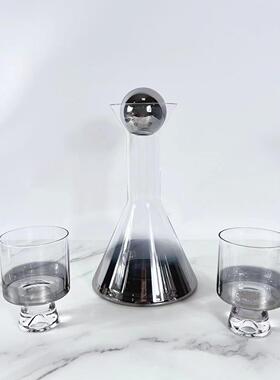 现代简约欧式水晶烟灰色金色酒具酒杯摆件样板房软装饰品