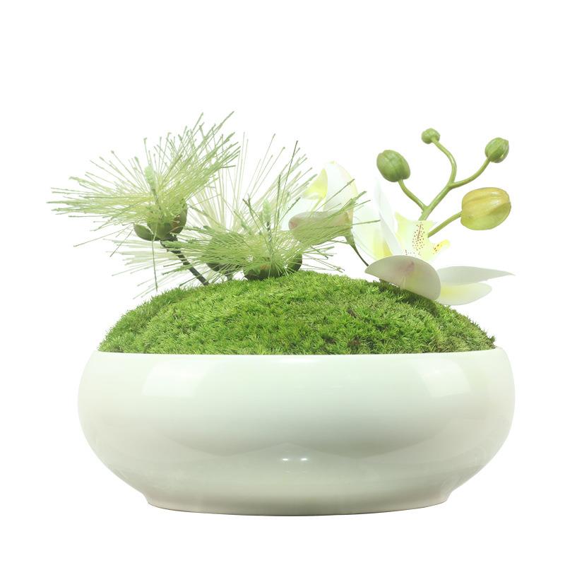 新中式仿真绿植苔藓假山创意花艺套装盆景茶几洽谈软装样板房摆件