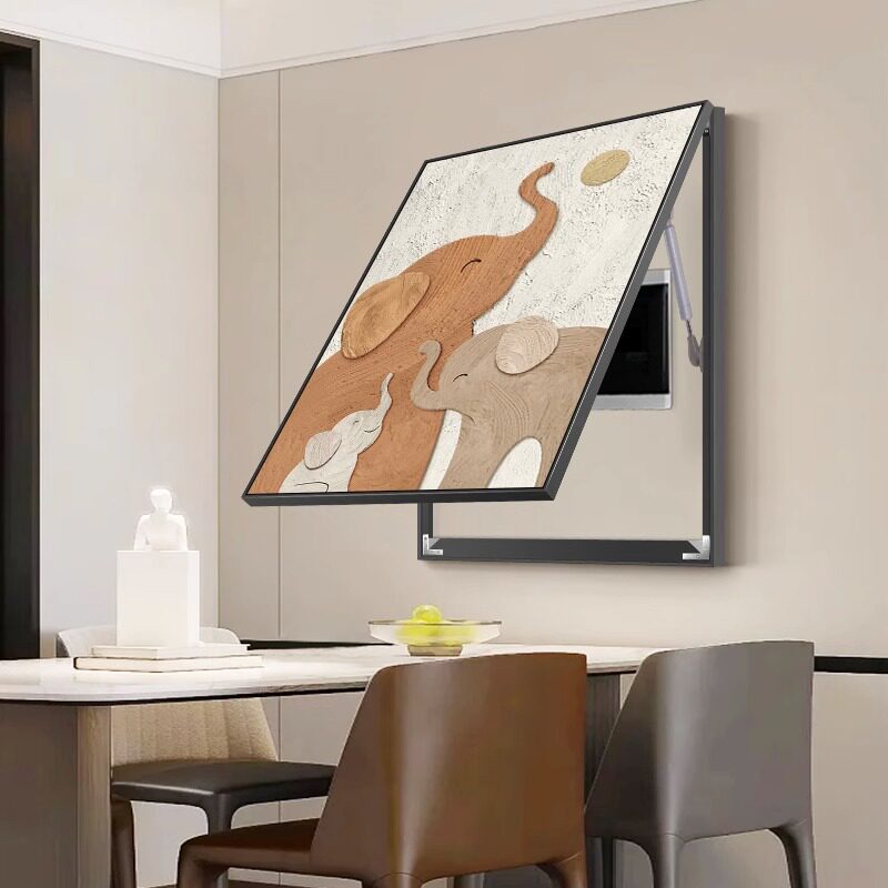 现代简易仪表箱装饰画垂直大象配电箱阻挡弱电箱画开关箱挂画