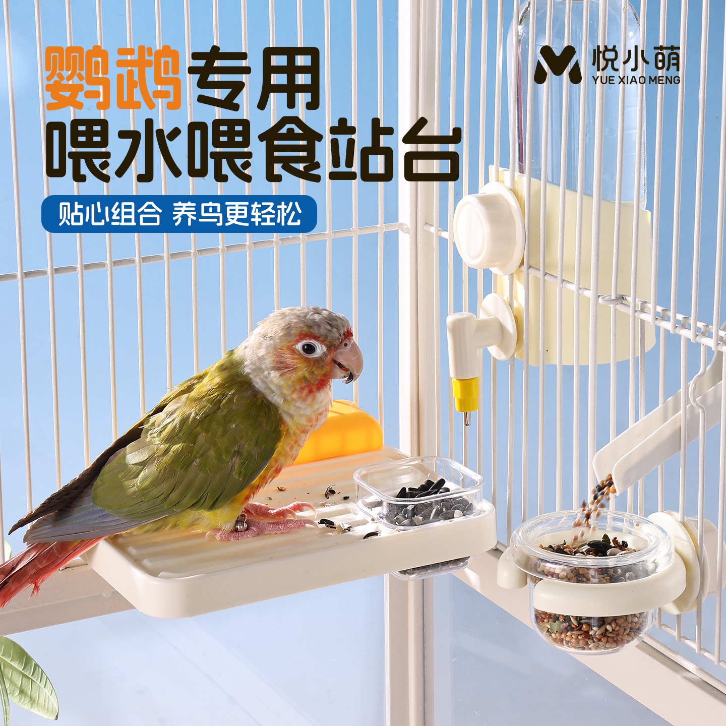 鹦鹉站台食盒喂食饮水器撞针水壶