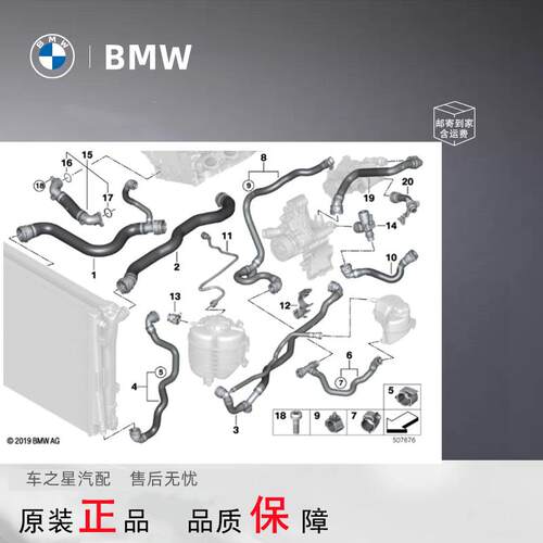 适用宝马1系3系5系7系X1X3X5X7 325G28E90E60E92F18B48N13水管