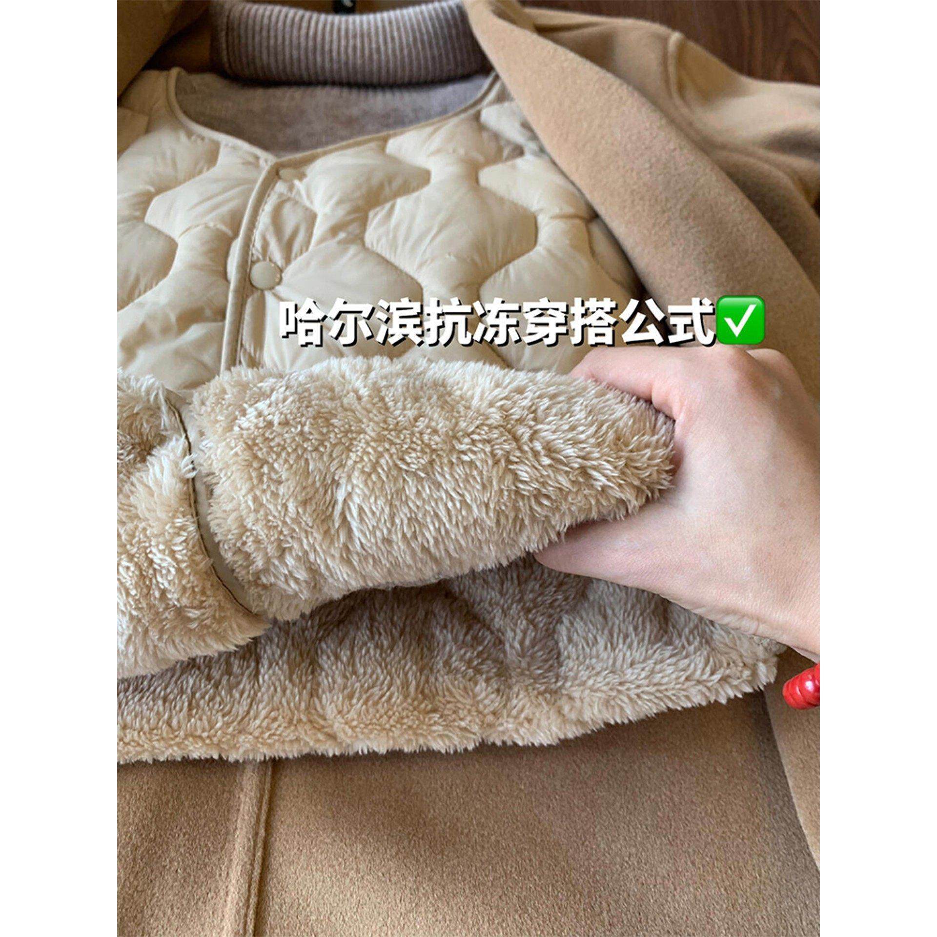 东北羽绒棉马甲女秋冬叠穿毛衣羊羔绒内胆配大衣打底内搭加绒背心