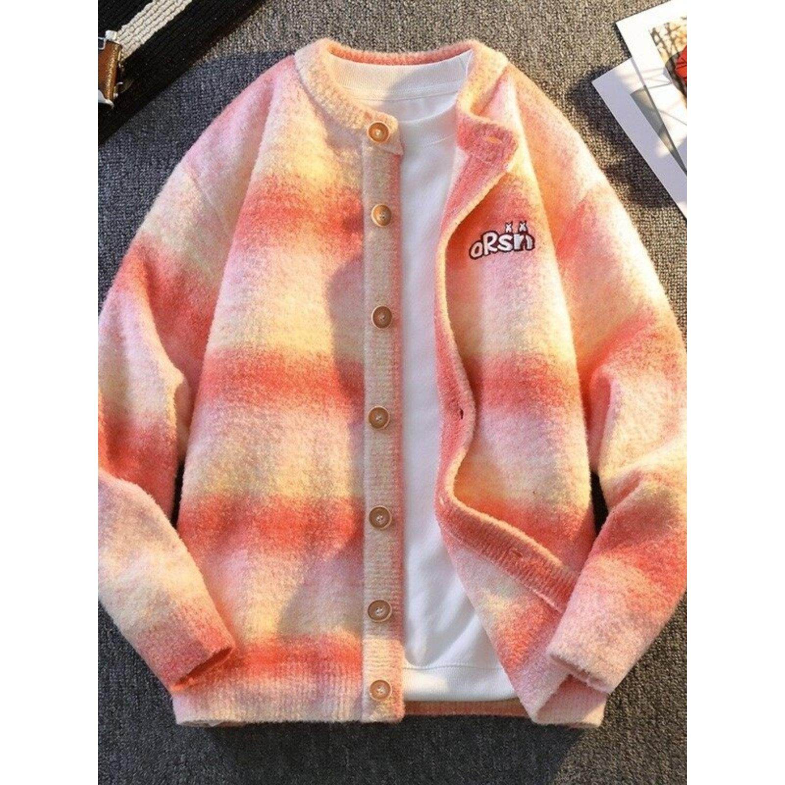 恒源祥休闲毛衣男针织开衫外套复古港风清新慵懒风彩虹条纹上衣潮,男装,针织衫/毛衣,淘宝优惠券,粉丝福利购,淘宝优惠卷