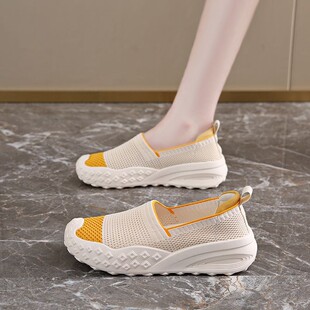 踩屎感老北京布鞋女士夏季透气浅口网鞋一脚蹬懒人渔夫鞋潮流
