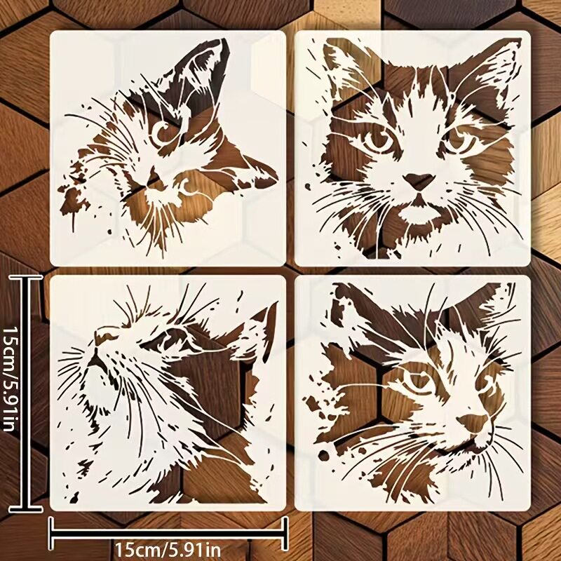 猫咪猫猫绘画模板DIY手账涂鸦装饰PET塑料镂空学生手抄报蜡染模具