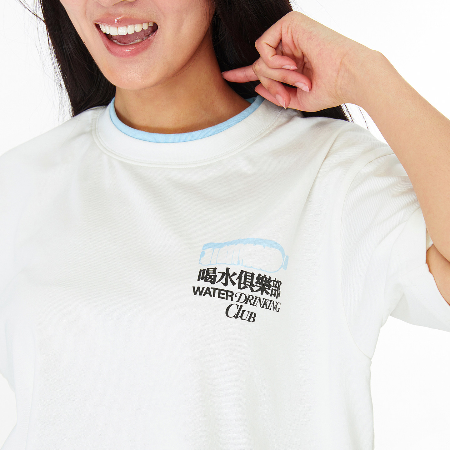 吉考斯工业喝水俱乐部印花纯棉假两件短袖T恤夏季透气圆领上衣