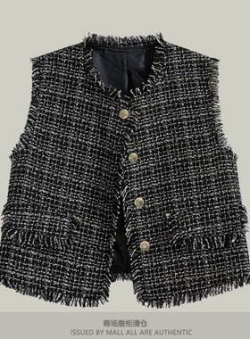 撤柜欧货法式小香风气质马甲女粗花呢春秋百搭坎肩背心马夹外套女