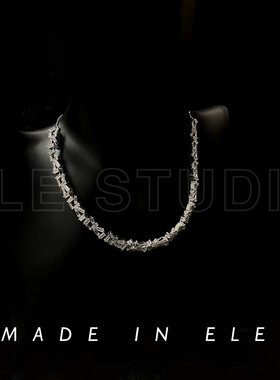 锆石抽拉choker镀18k白金男女