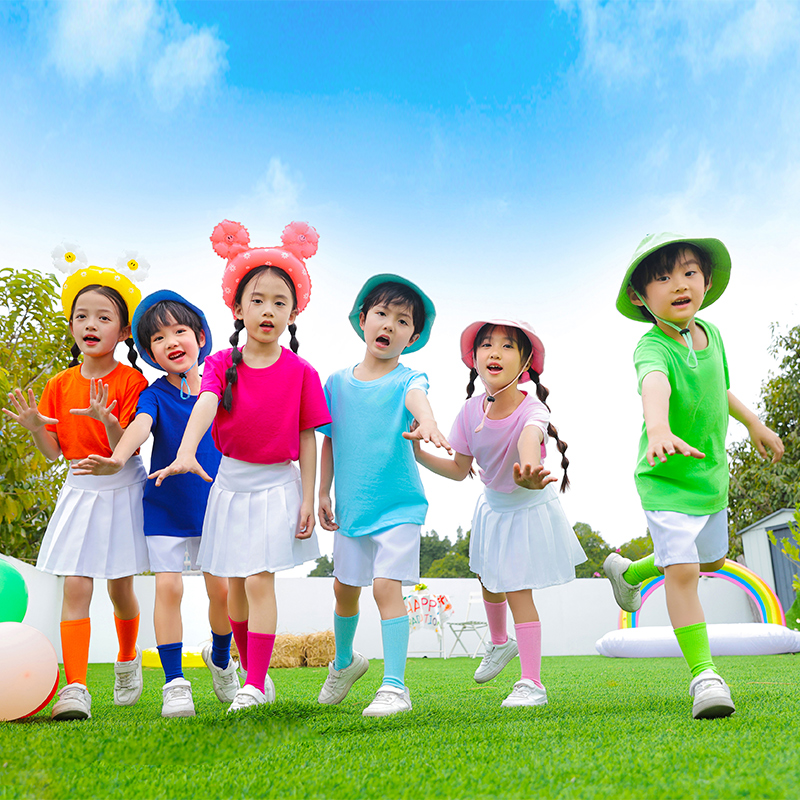 六一儿童节演出服彩色T恤运动会孩子的天空小学生幼儿园班服舞蹈
