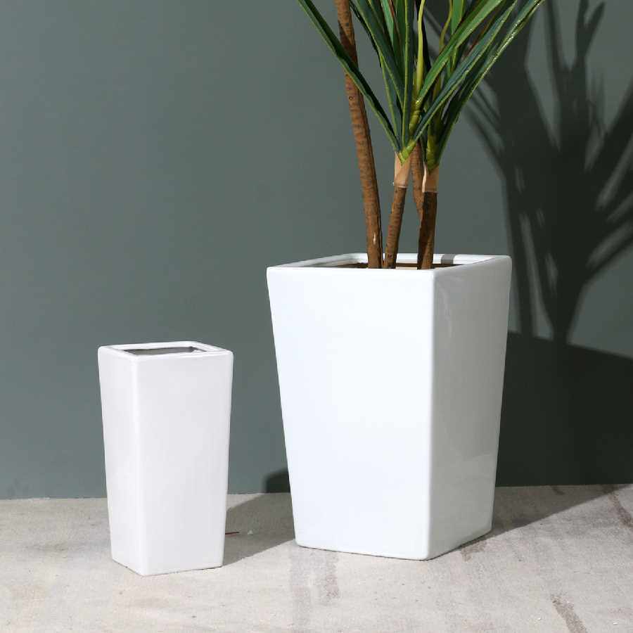 家用瓷器花瓶仿真绿植花盆陶瓷日式四方高款简约客厅金钱树特大号