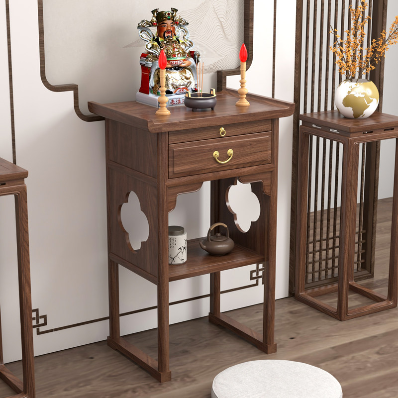 新中式实木小供桌现代简约财神观音贡台桌高客厅香火桌黑胡桃家用