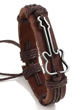 手链直销饰品真皮爆款环保配件饰品牛皮锌合金吉他