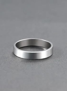 食指环戒银色闭口冷淡风戒指简约单身戒光面个性男男士素圈潮开口