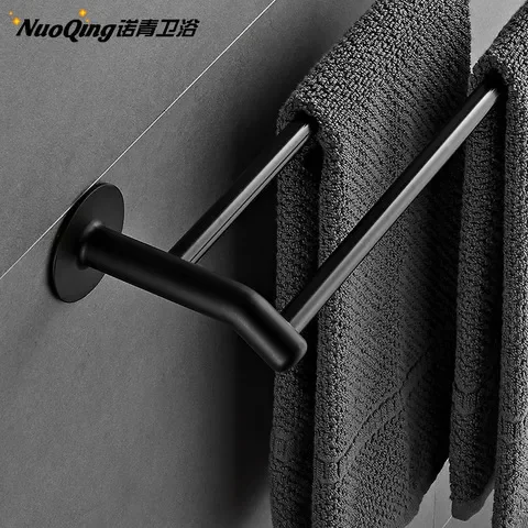 毛巾杆太空铝挂件毛巾架挂毛巾挂架白色免打孔挂杆单杆浴室卫生间