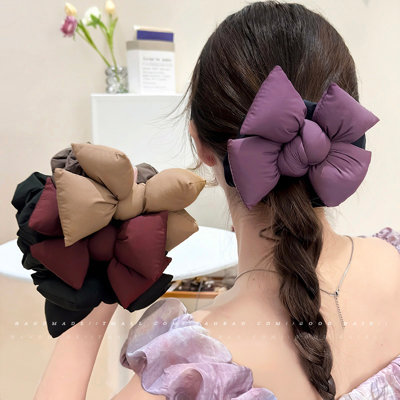 大肠发圈女充棉蝴蝶结高级感皮套