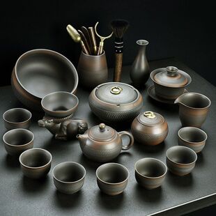 2026新款复古紫砂功夫茶具套装家用客厅陶瓷茶壶茶杯整套礼盒高雅