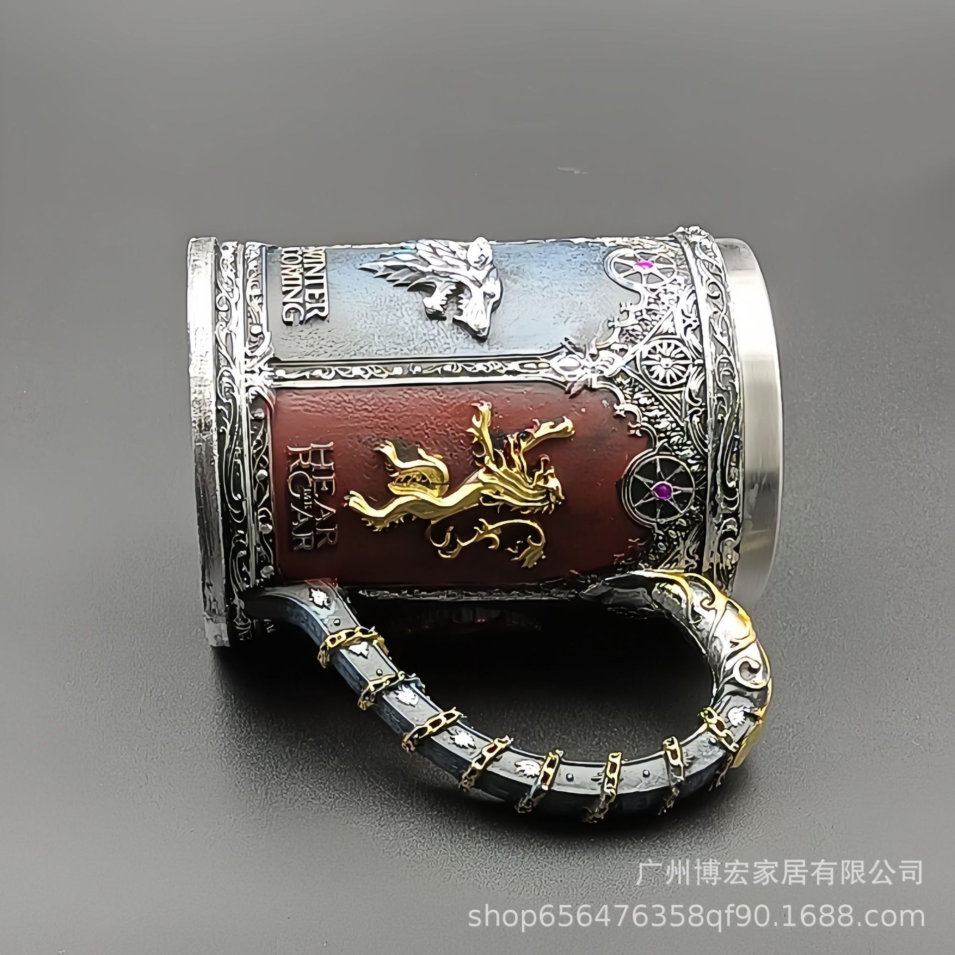 权利的游戏啤酒杯高脚杯 个性不锈钢马克杯扎啤杯水杯男人的象征