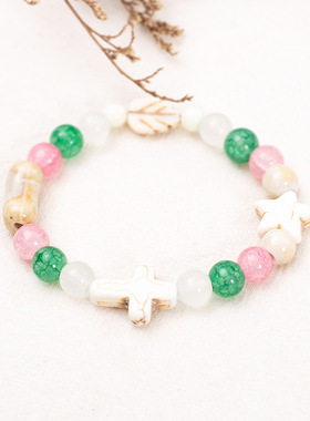 天然石小猫串珠手链女生小众情侣一对手串闺蜜陶瓷可爱礼物手