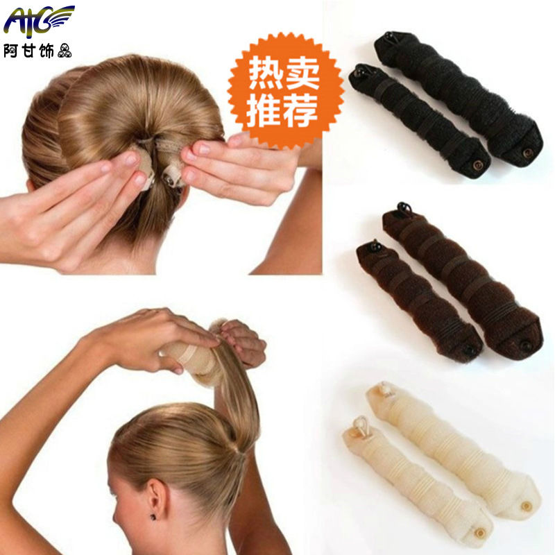 跨境热卖新款纽扣甜甜圈丸子头花苞头盘发器造型工具盘头发欧美款