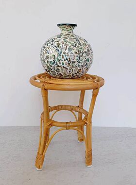 原木风藤编手工编织花架家用摆饰品味平面款花架很好看的花架