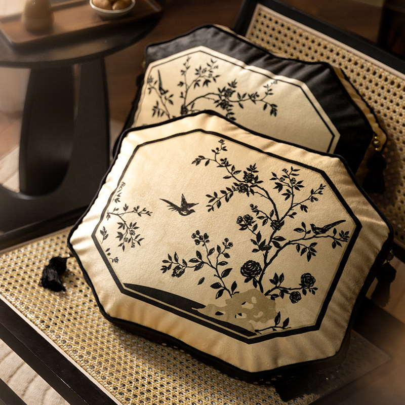 喜即闲花新中式客厅沙发异形六边形抱枕套太师椅靠垫罗汉床腰靠枕