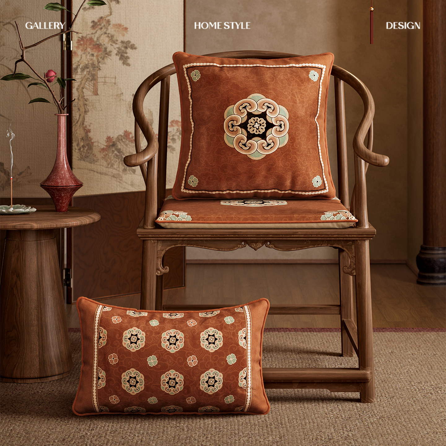 中式座垫椅垫实木坐垫家用