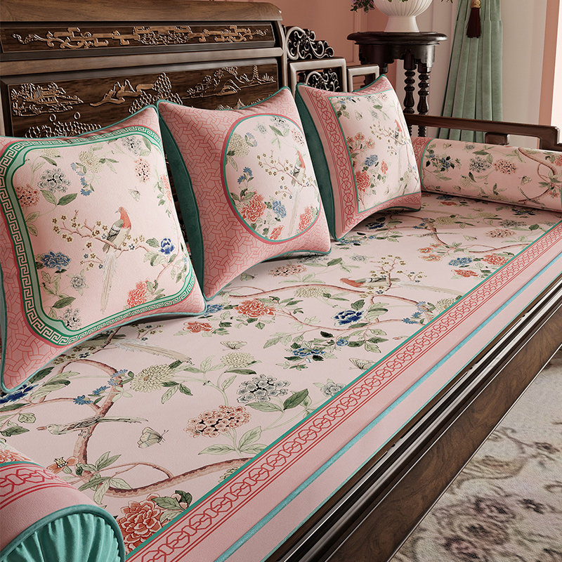 新中式春满园窗台加厚款软垫子中国田园风红木实木罗汉床垫定制