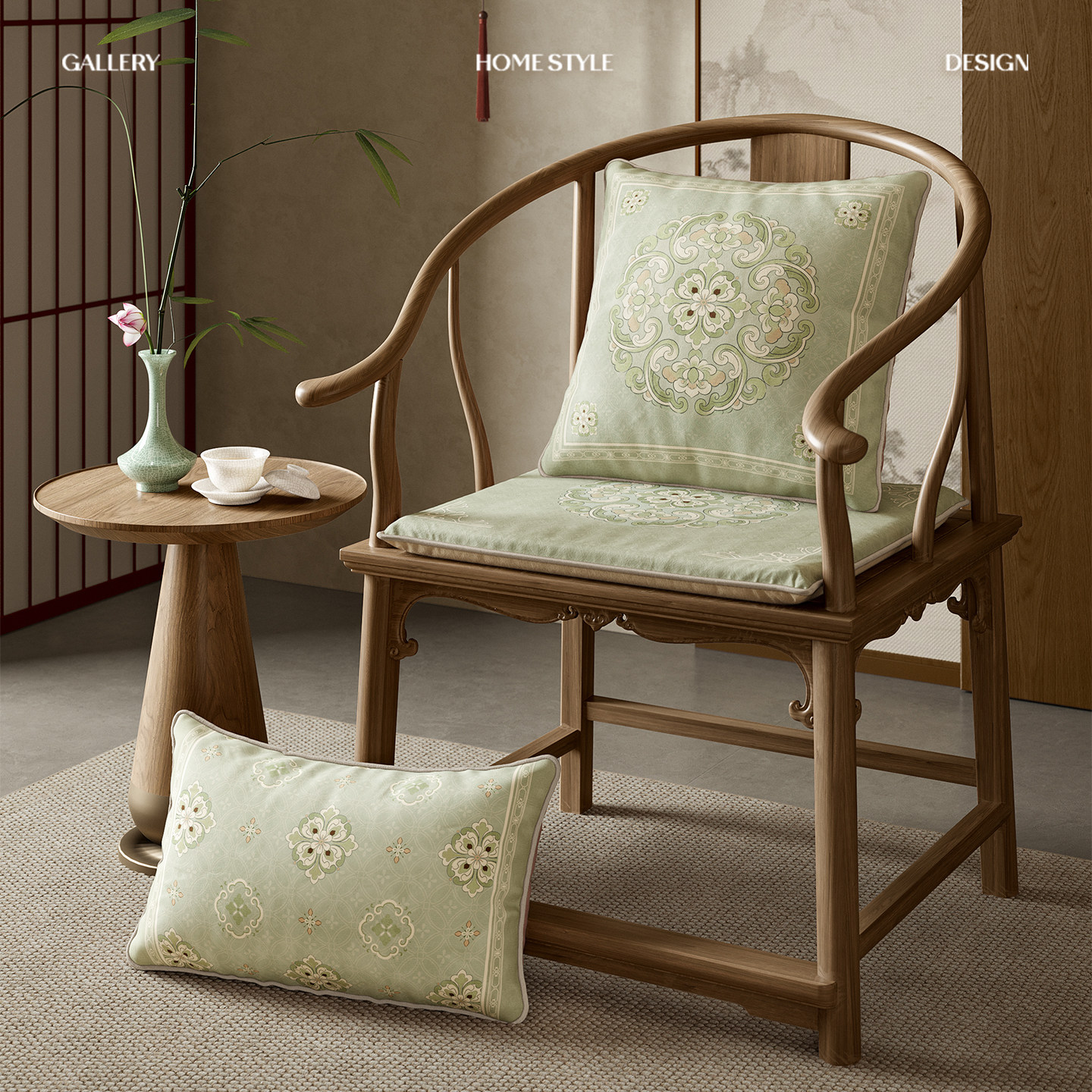 宋时花韵秋冬新中式丝圈椅子垫加厚办公室久坐屁垫餐椅垫子可拆卸