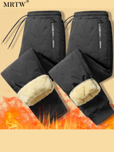 宽松羊羔绒冷库棉裤 加绒加厚休闲裤 防风防水保暖束脚长裤 男秋冬季