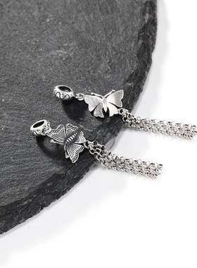 s925复古银配饰提溜小饰品滴流吊坠蝴蝶流苏手工编绳手链项链耳饰