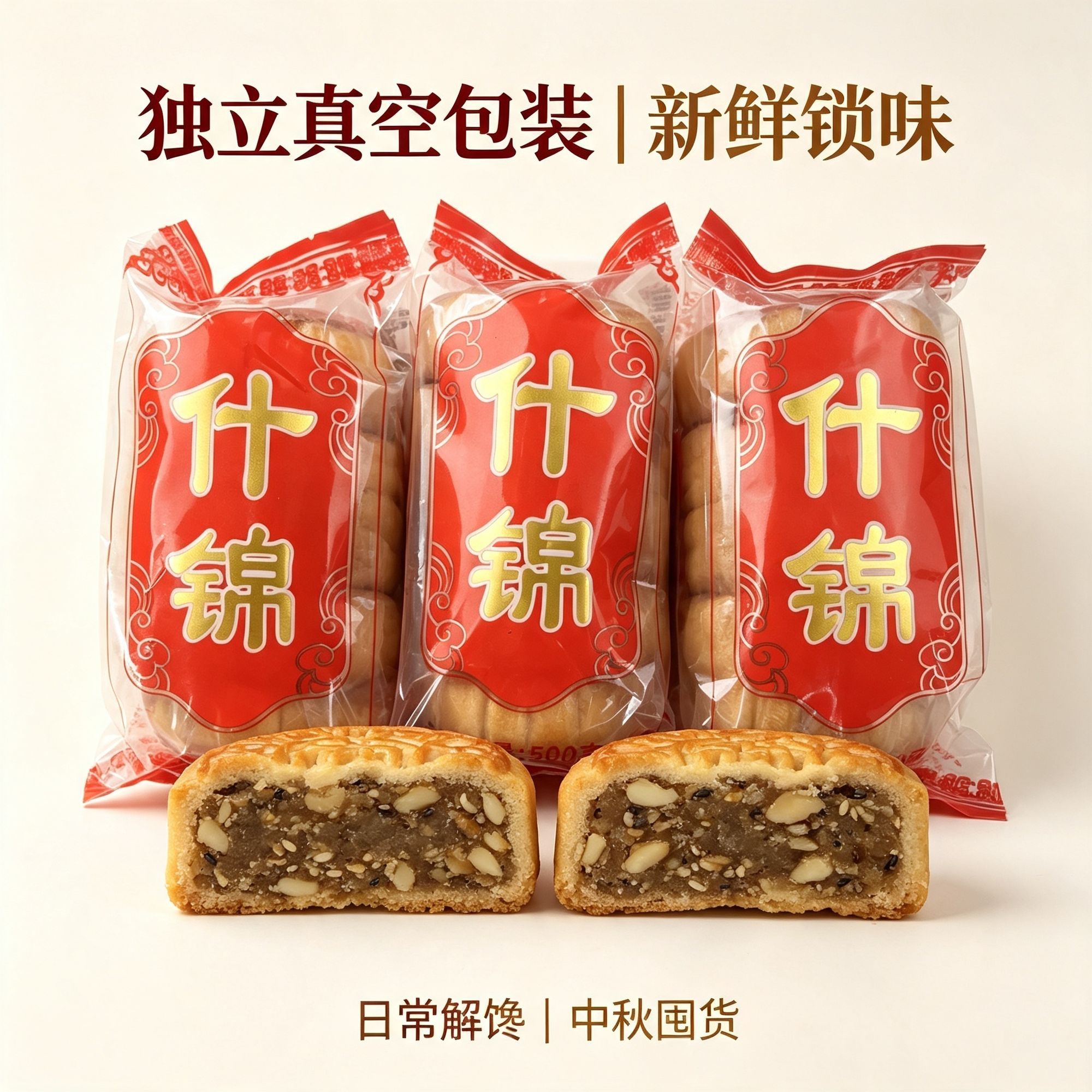 广西家乡风味什锦月饼筒装传统广式口味果仁经典中秋送礼老式大饼