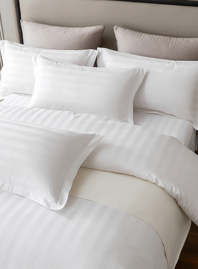 酒店床品四件套民宿风白色床单被子学生六件套床笠宾馆被套一整套