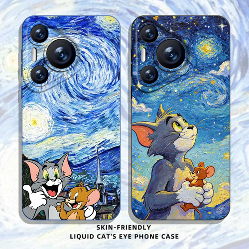 适用华为手机壳星空猫和老鼠