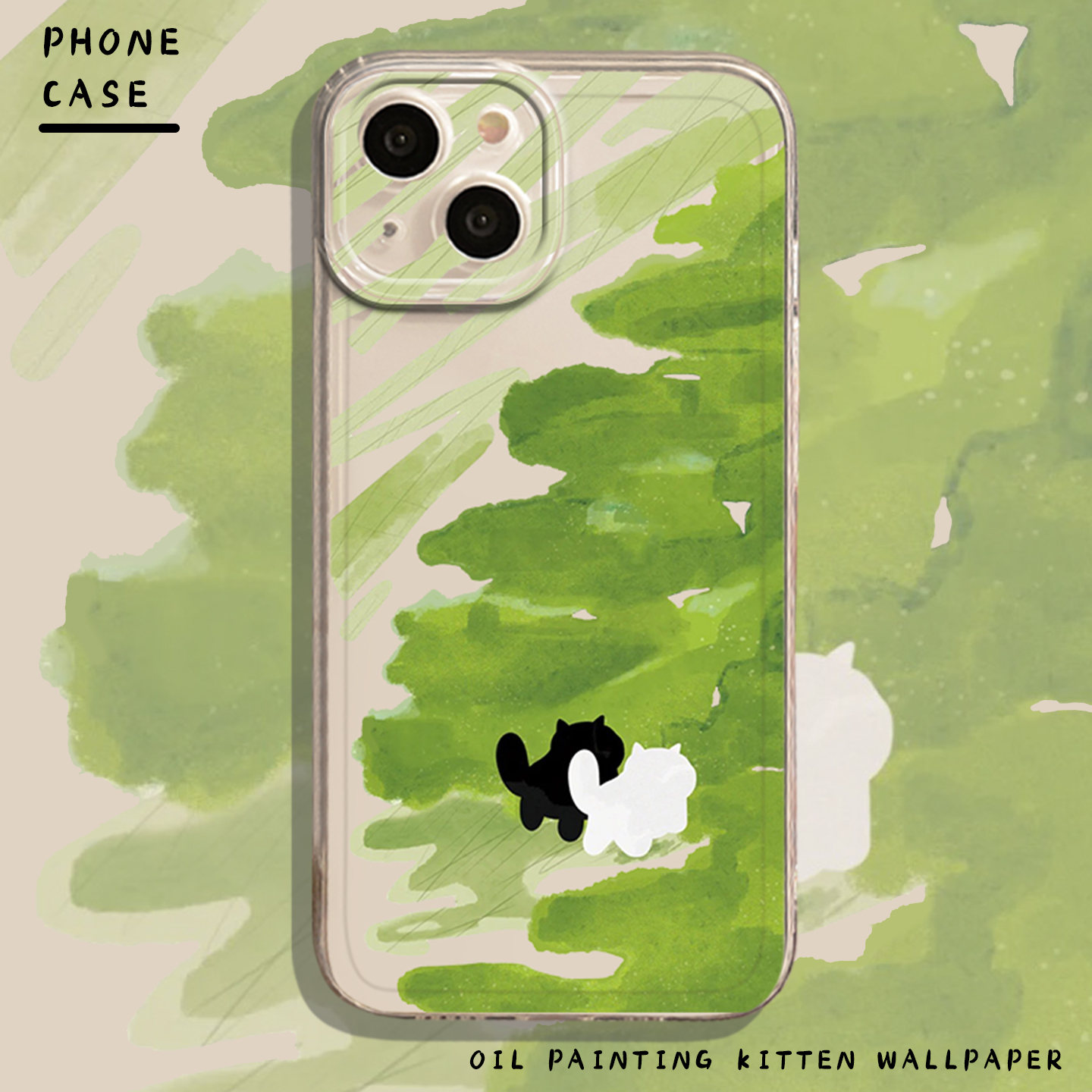 适用华为手机壳油画猫咪