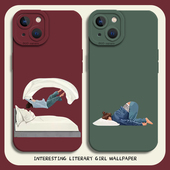 15plus创意14pro硅胶13mini女生12 趣味文艺少女手机壳适用苹果17搞怪iphone16promax新款 8p女款