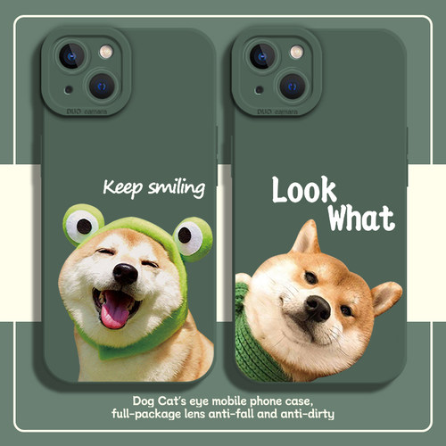 可爱柴犬绿色手机壳新款
