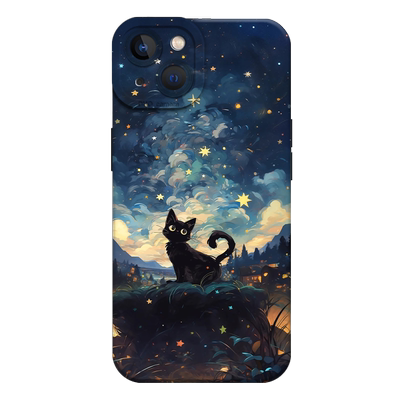 适用华为手机壳星空猫咪