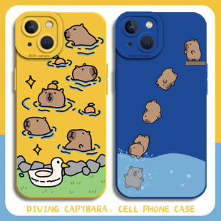 可爱水豚手机壳适用苹果16promax卡皮巴拉iPhone15pro趣味14plus卡通13mini小清新12情侣11搞怪8p吧啦7