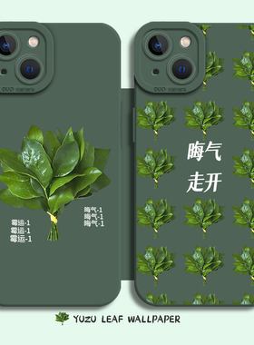 柚子叶手机壳适用苹果17去晦气iphone16promax好运15plus绿色14pro新款13mini/12/11/8p女7转运xs玄学xr专用x