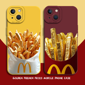 黄金薯条手机壳适用苹果17麦门m记iphone16promax发财15plus招财13mini暴富14马年12网红8 7红色x新年xr女