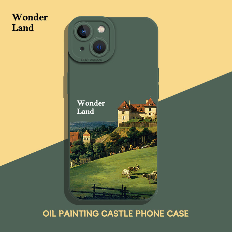 油画城堡手机壳高级感