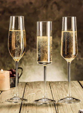 轻奢高档水晶香槟杯套装家用客厅高脚杯起泡酒杯红酒杯酒具甜酒杯