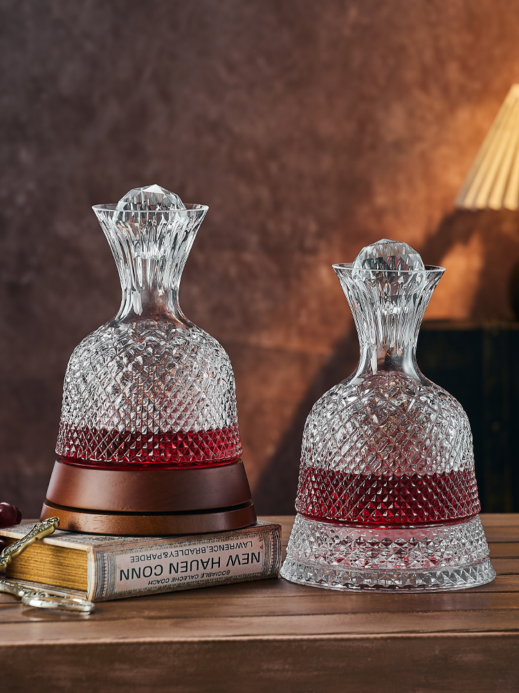 轻奢水晶旋转陀螺醒酒器红酒家用高级感葡萄酒杯乔迁送礼礼盒套装