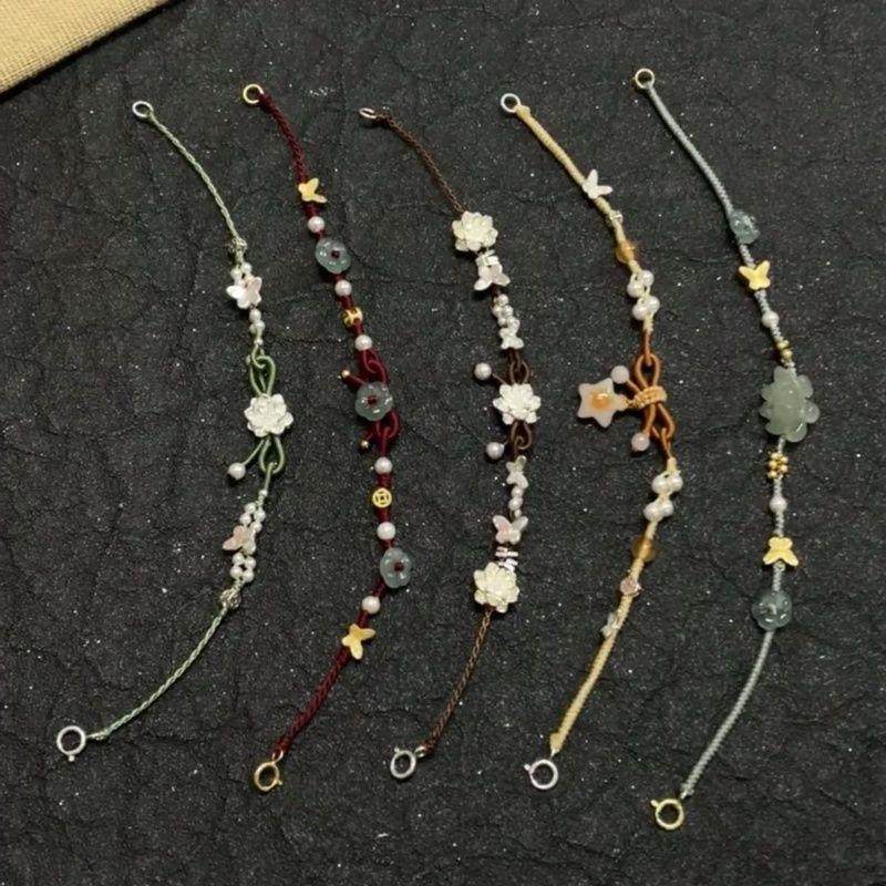 小碎花清新手工编织diy手链橄榄绿手串手绳送女生七夕情人节礼物