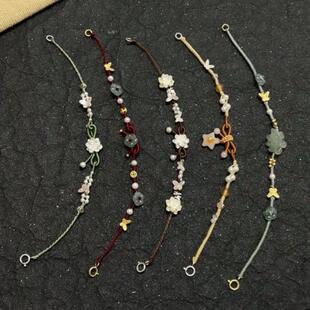 小碎花清新手工编织diy手链橄榄绿手串手绳送女生七夕情人节礼物